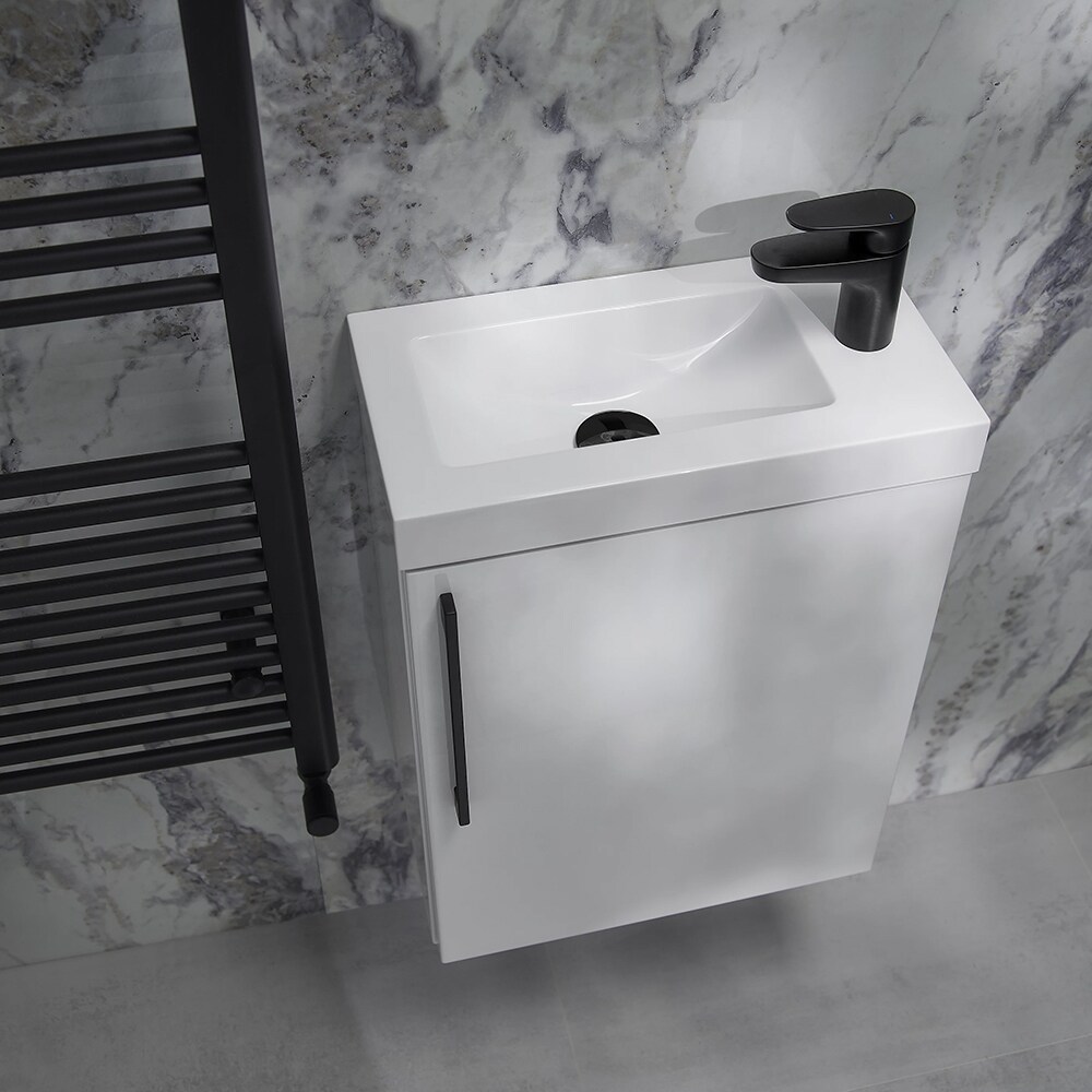 Lavoar baie GOODHOME Beni, rasina, 44.2 x 23.2 cm, alb lucios