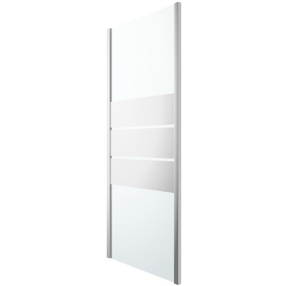 Paravan dus GOODHOME, aluminiu, sticla transparenta, 97.5x195 cm, crom