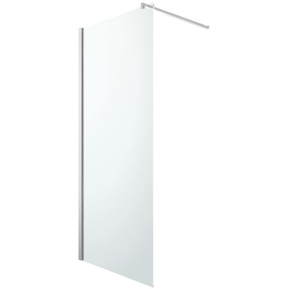 Paravan dus walk-in GOODHOME, aluminiu, sticla transparenta, 87.5x195 cm, crom