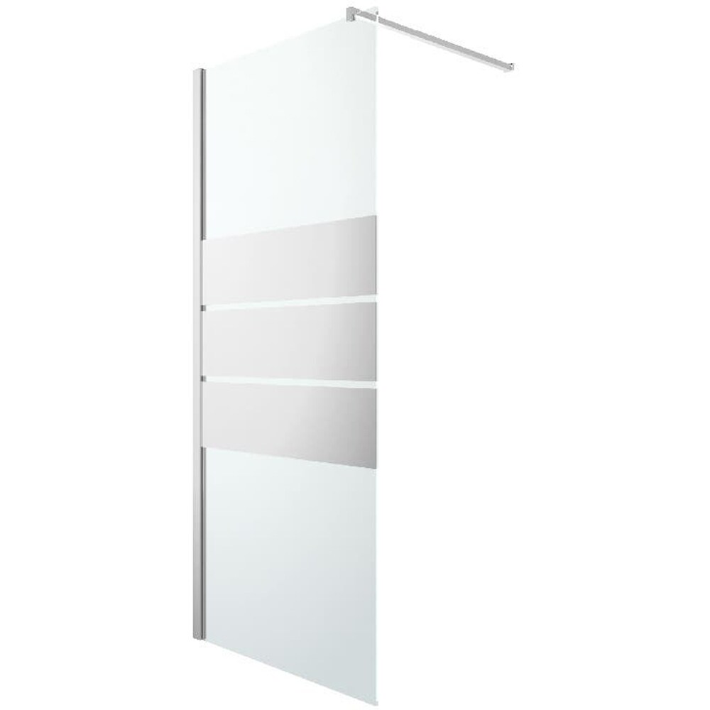 Paravan dus walk-in GOODHOME, aluminiu, sticla transparenta, 77.5x195 cm, crom