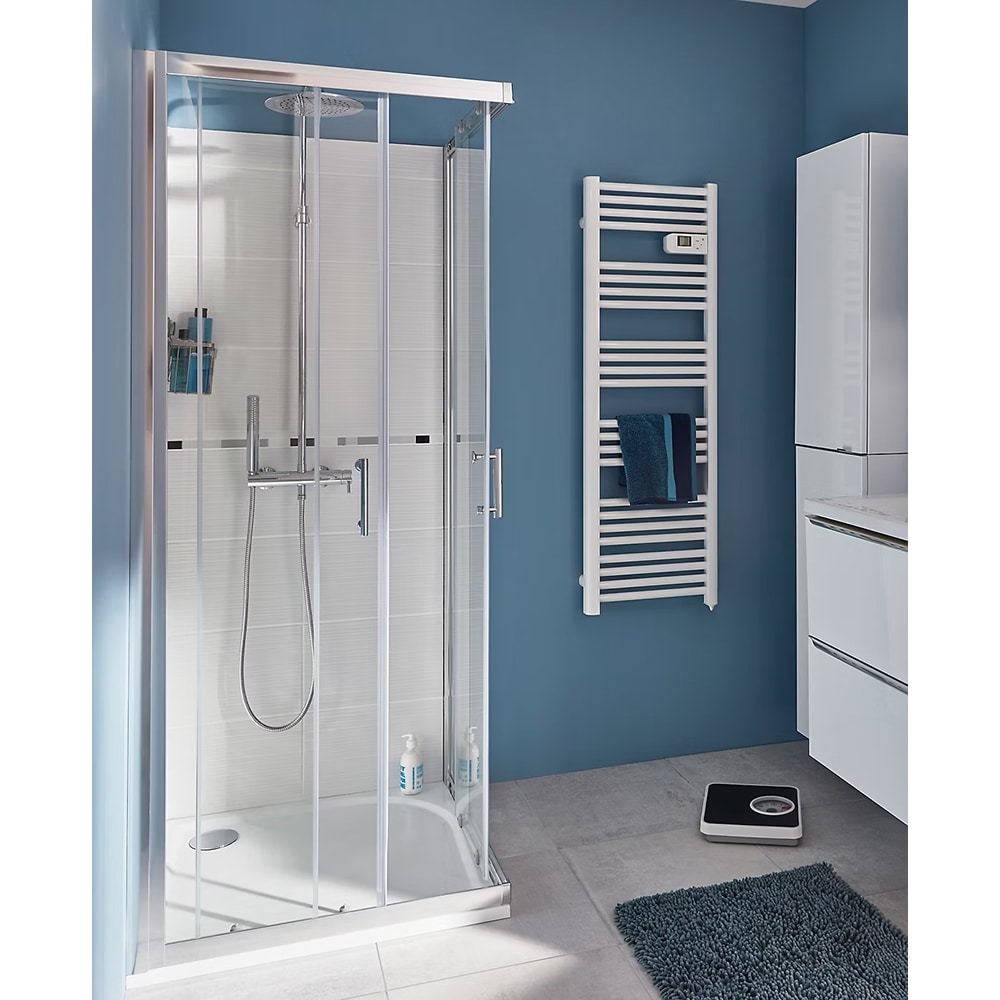 Cabina de dus COOKE & LEWIS Onega, patrata, 80 x 80 x 190 cm, sticla securizata 5mm, profil crom