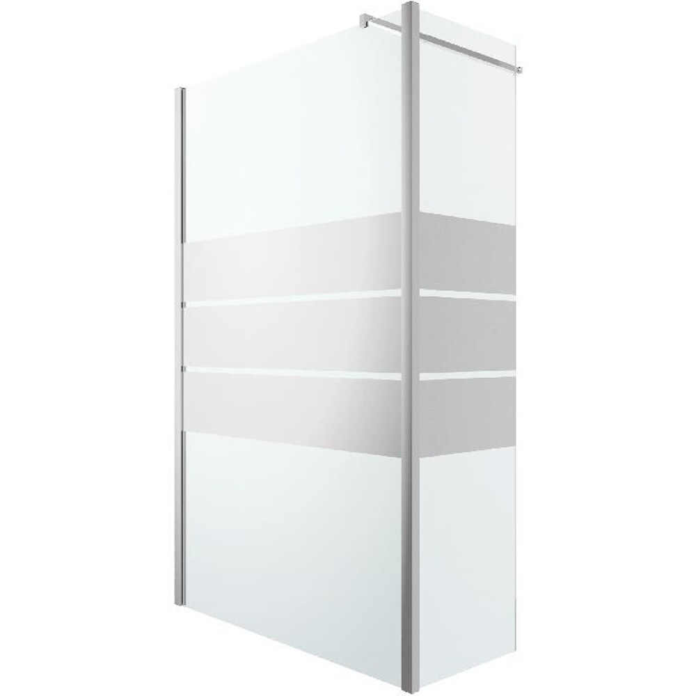 Paravan dus walk-in GOODHOME, aluminiu, sticla transparenta, 125x195 cm, crom