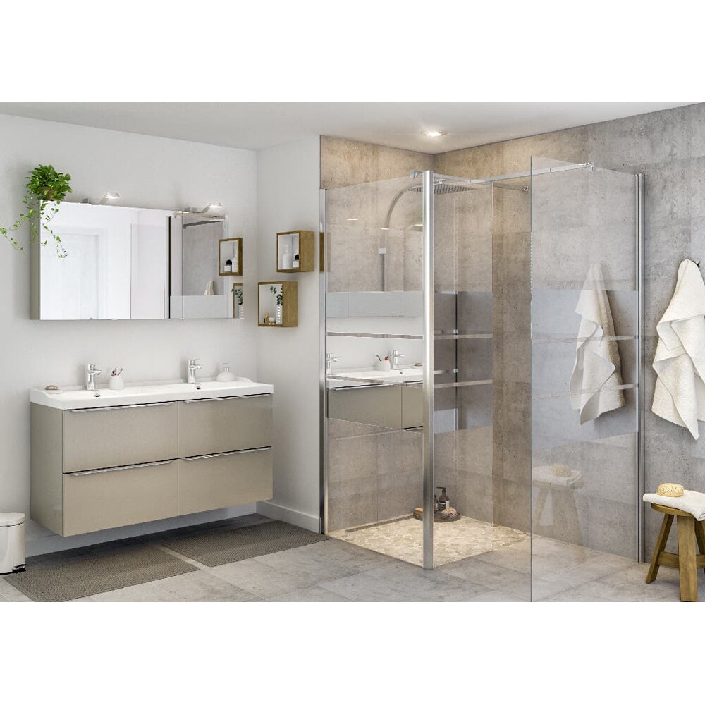 Paravan dus walk-in GOODHOME, aluminiu, sticla transparenta, 125x195 cm, crom