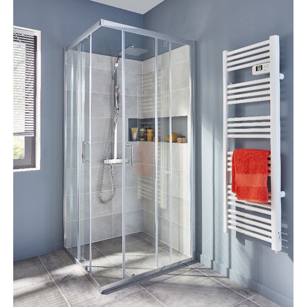 Cabina de dus COOKE & LEWIS Onega, patrata, 90 x 90 x 190 cm, sticla securizata 5mm, profil crom