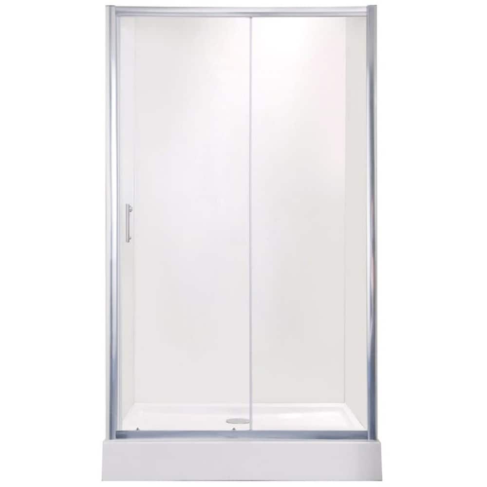 Usa de dus glisanta COOKE & LEWIS Onega, cadru aluminiu, sticla securizata 5mm, 100 x 190 cm, transparent