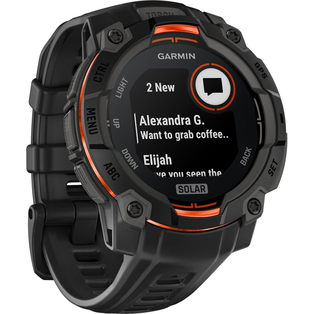 Smartwatch GARMIN Instinct 3 Solar, 45 mm, GPS, Android/iOS, silicon, Black