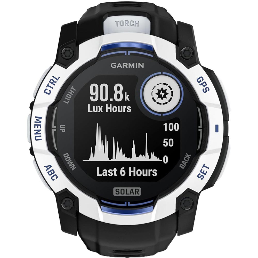 Smartwatch GARMIN Instinct 3 Solar, 50 mm, GPS, Android/iOS, silicon, Whitestone/Black