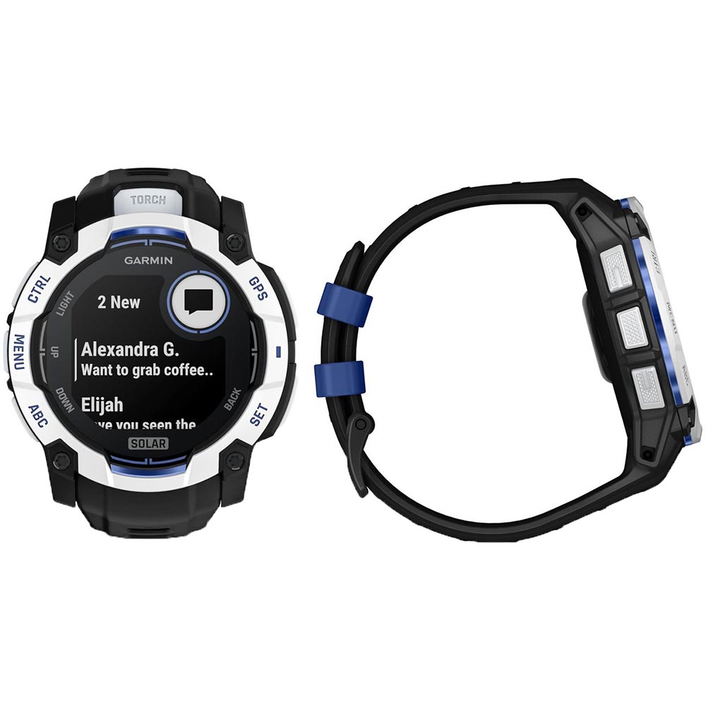Smartwatch GARMIN Instinct 3 Solar, 50 mm, GPS, Android/iOS, silicon, Whitestone/Black
