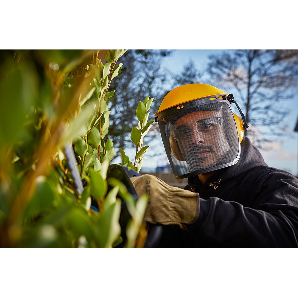 Viziera de protectie cu casti SITE, plastic, negru-galben