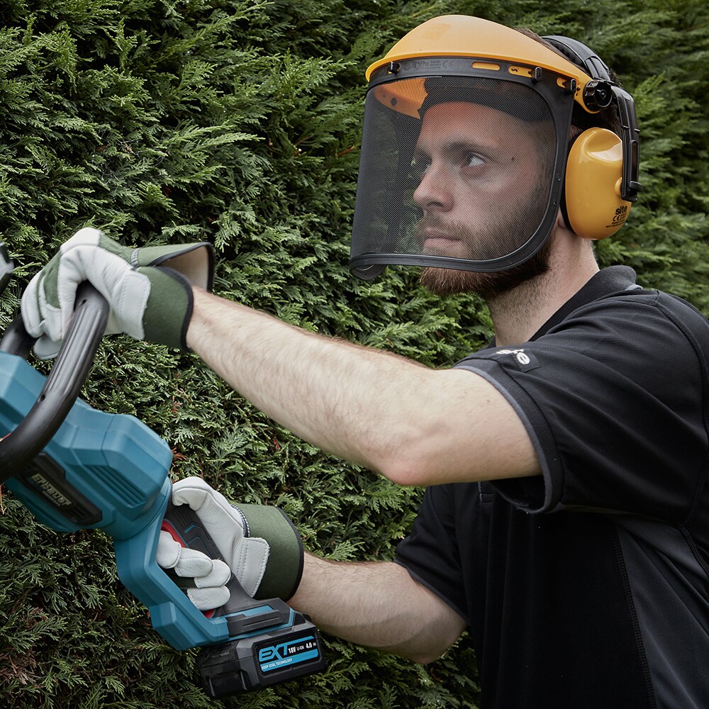 Viziera de protectie cu casti SITE, plastic, negru-galben