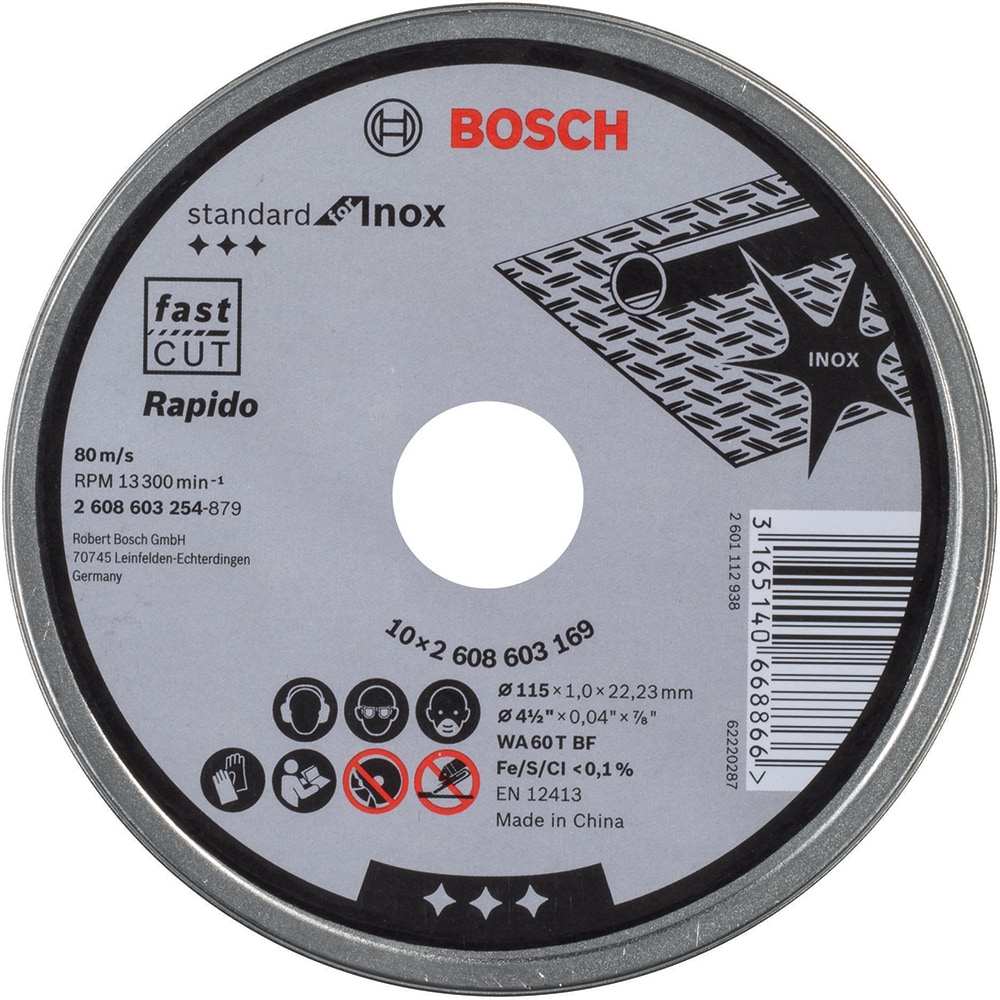 Disc de taiere drept BOSCH Rapido, 115 x 22.2mm