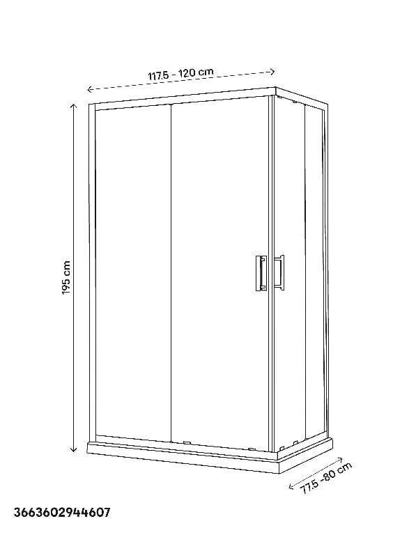 Cabina dus standard GoodHome Beloya, dreptunghiulara, 120 x 80 x 195 cm, sticla securizata 8mm, profil crom