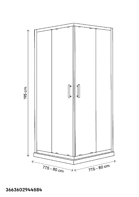 Cabina dus standard GoodHome Beloya, patrata, 80 x 80 x 195 cm, sticla securizata 8mm, profil crom
