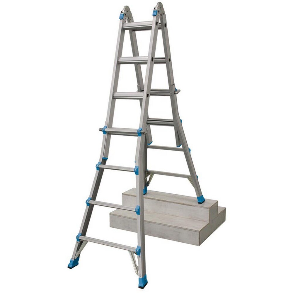 Scara telescopica MAC ALLISTER, 380 cm inaltime lucru, 1x13 cm, argintiu