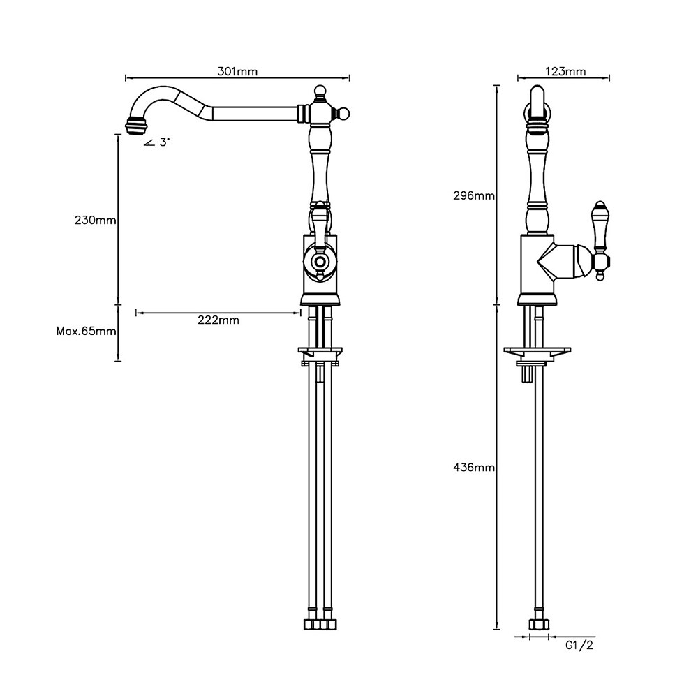 Baterie bucatarie COOKE&LEWIS Belmore, ceramica, crom
