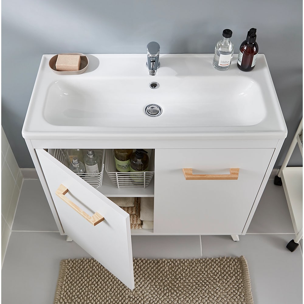 Lavoar baie GOODHOME Towan, ceramica, 81.3 x 37.1 cm, alb lucios