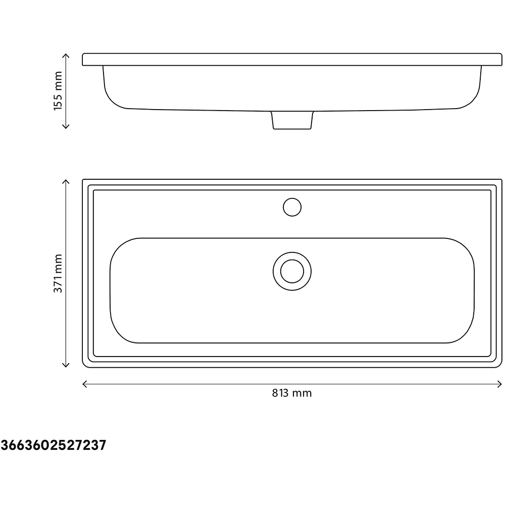 Lavoar baie GOODHOME Towan, ceramica, 81.3 x 37.1 cm, alb lucios
