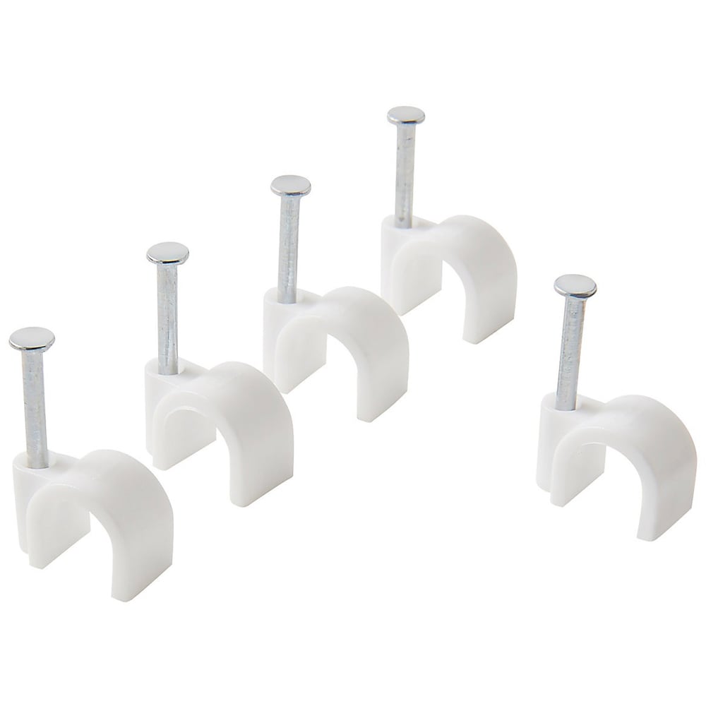 Clips rotund cablu Diall, diametru 9 mm, alb, 100 buc