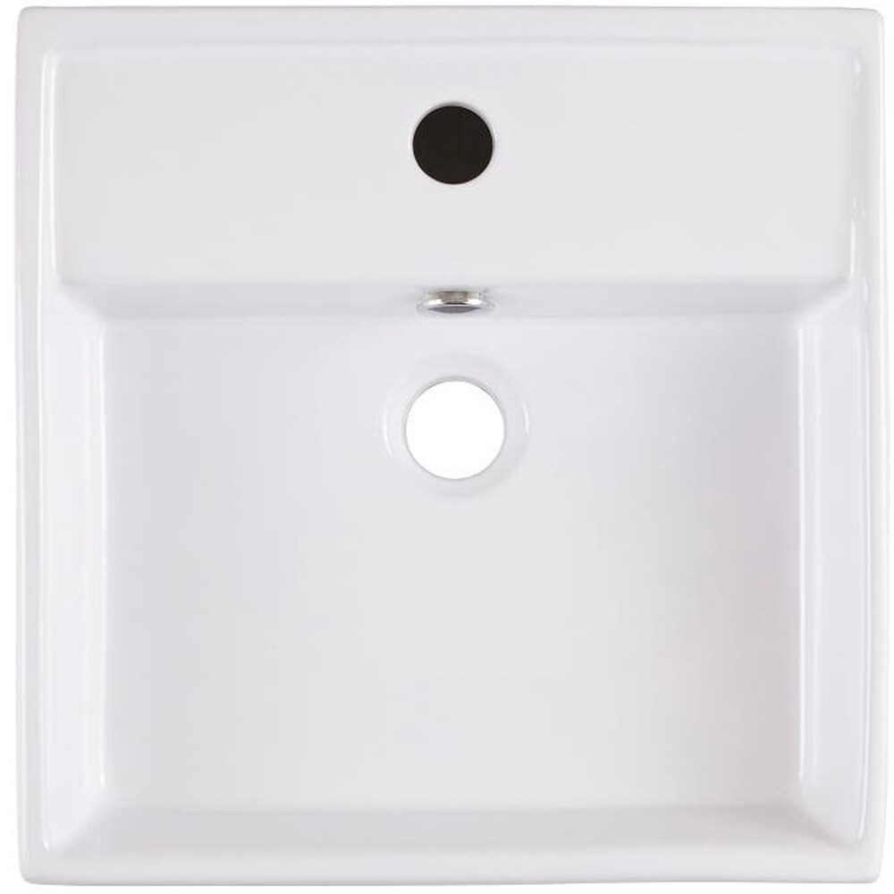 Lavoar pe blat GOODHOME Hendra, ceramica, 38 x 38 cm, alb lucios