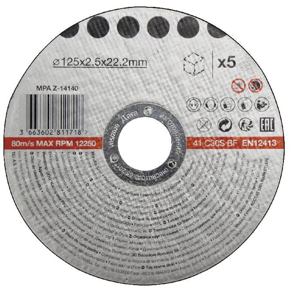 Disc polizor OPP1, piatra, 125x2.5mm, 5 bucati