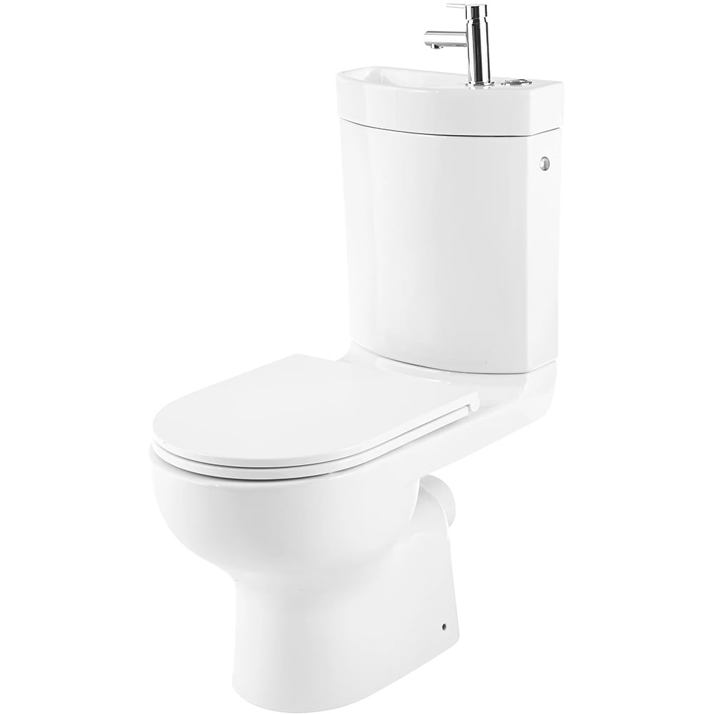 Set vas WC GOODHOME Cavally, portelan, rezervor 3/6 l, baterie lavoar, capac duroplast, alb