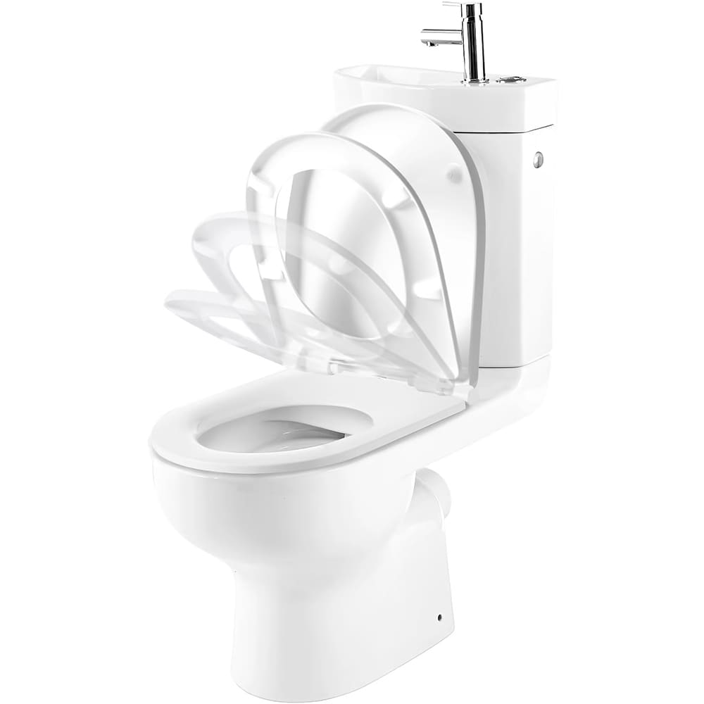 Set vas WC GOODHOME Cavally, portelan, rezervor 3/6 l, baterie lavoar, capac duroplast, alb