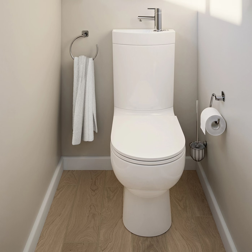 Set vas WC GOODHOME Cavally, portelan, rezervor 3/6 l, baterie lavoar, capac duroplast, alb