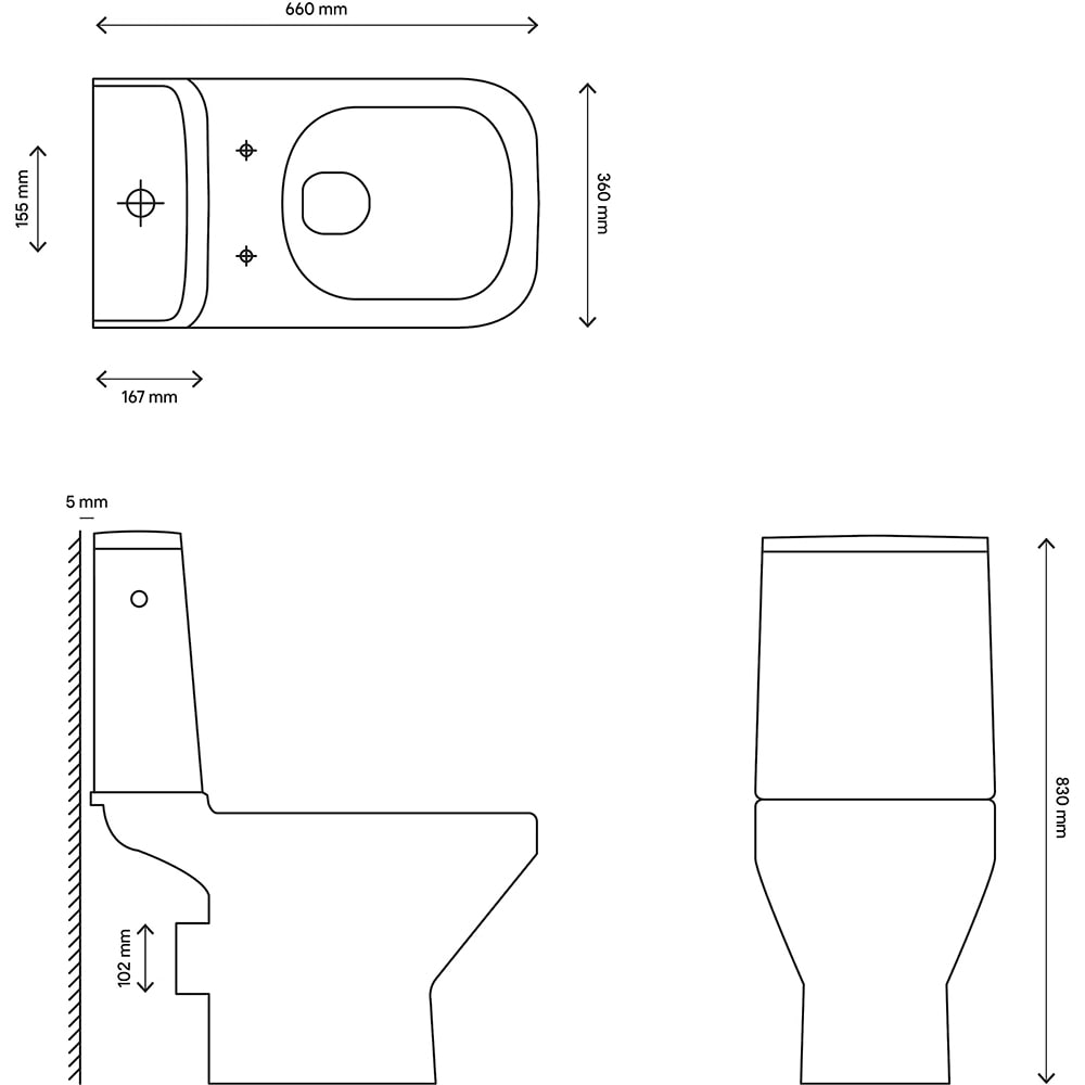 Set vas WC GOODHOME Teesta, portelan, 36 x 65 x 83 cm, rezervor 3/6 l, capac SoftClose, alb