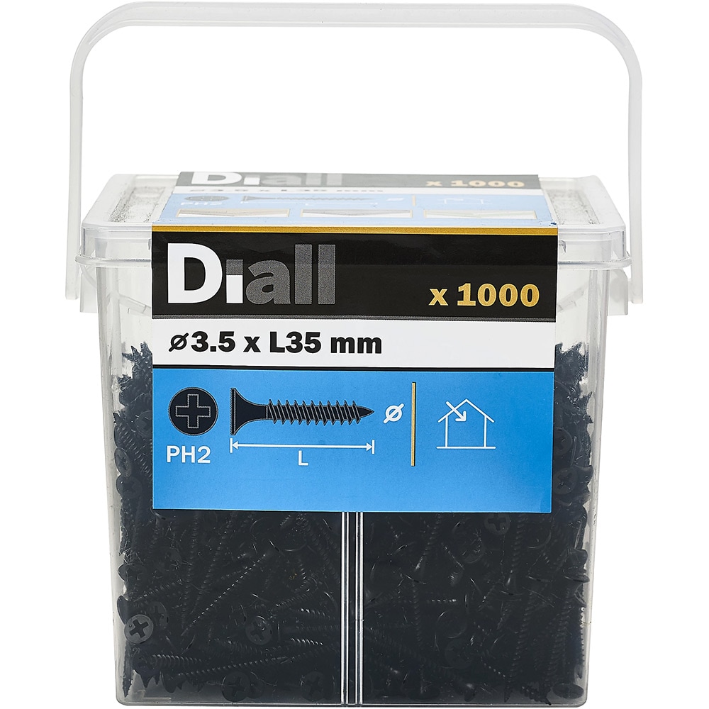 Surub gips-carton pentru lemn DIALL, 3.5 x 35 mm, otel carbon, negru, 1000 buc