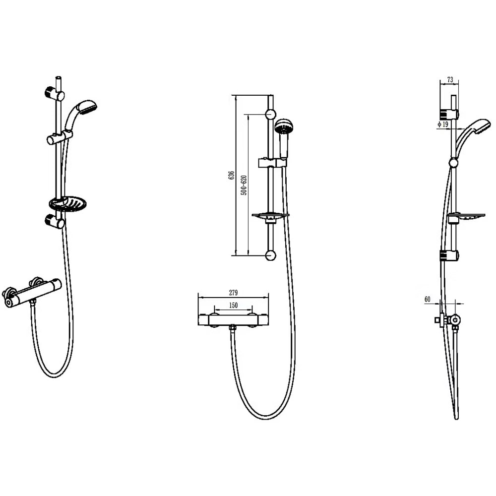Set dus COOKE & LEWIS Imani, termostat, 1 functie, crom