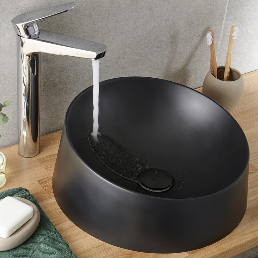 Baterie lavoar GOODHOME Cavally, inaltime 30.1 cm, alama, argintiu