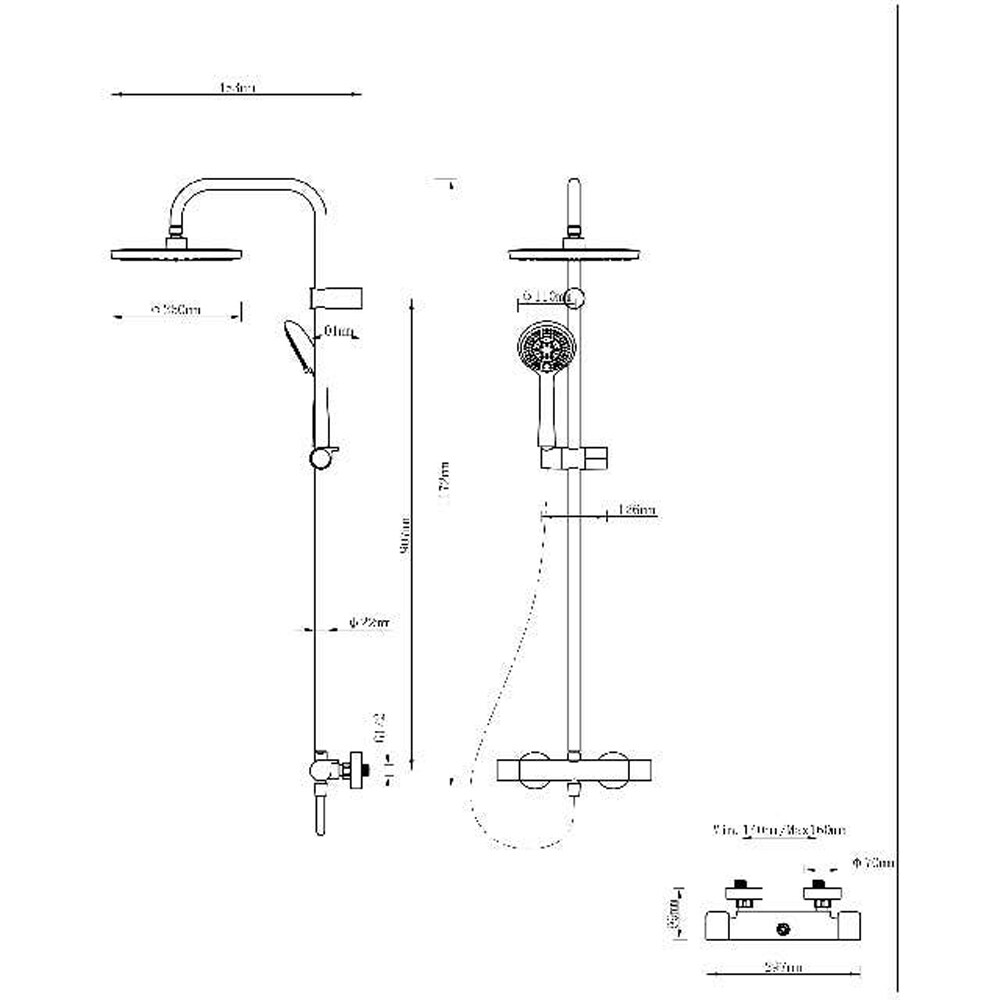 Sistem dus GOODHOME Cavally, termostat, 1 functie, crom