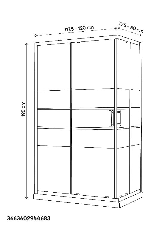 Cabina dus simpla, joasa, dreptunghiulara, 120 x 80 x 195 cm  GoodHome Beloya