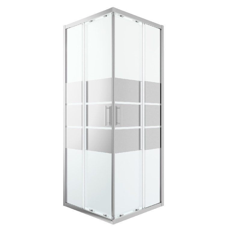 Cabina dus standard GoodHome Beloya, patrata, 80 x 80 x 195 cm, sticla oglinda, profil crom