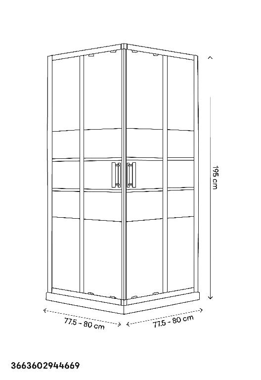 Cabina dus standard GoodHome Beloya, patrata, 80 x 80 x 195 cm, sticla oglinda, profil crom