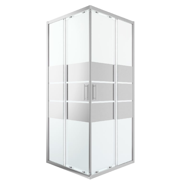 Cabina dus standard GoodHome Beloya, patrata, 90 x 90 x 195 cm, sticla oglinda, profil crom