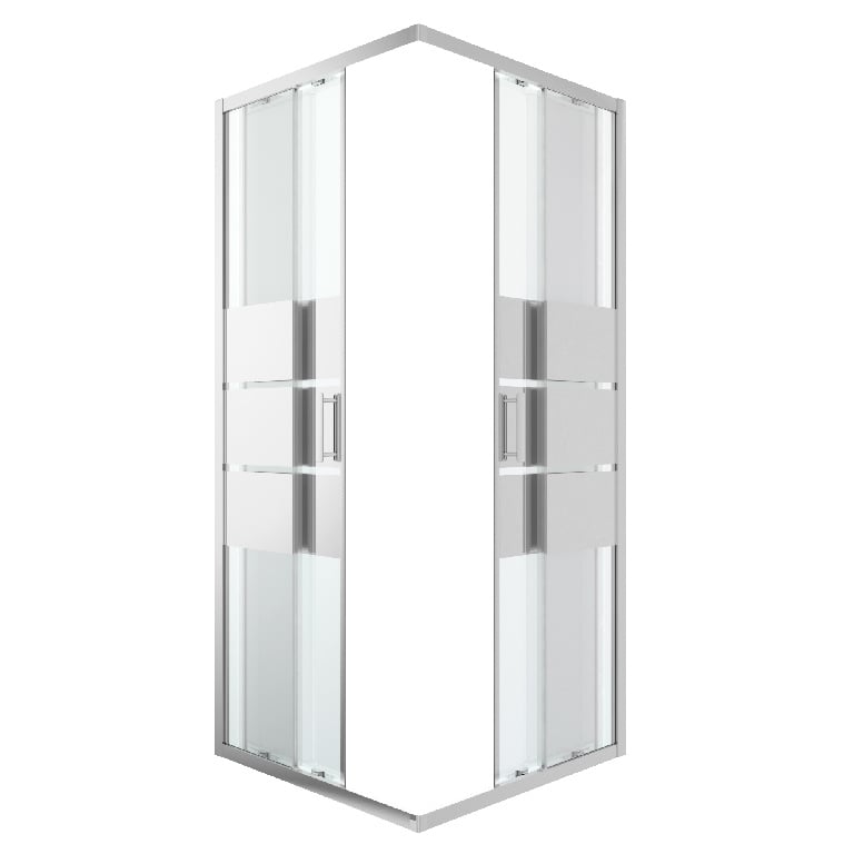Cabina dus standard GoodHome Beloya, patrata, 90 x 90 x 195 cm, sticla oglinda, profil crom