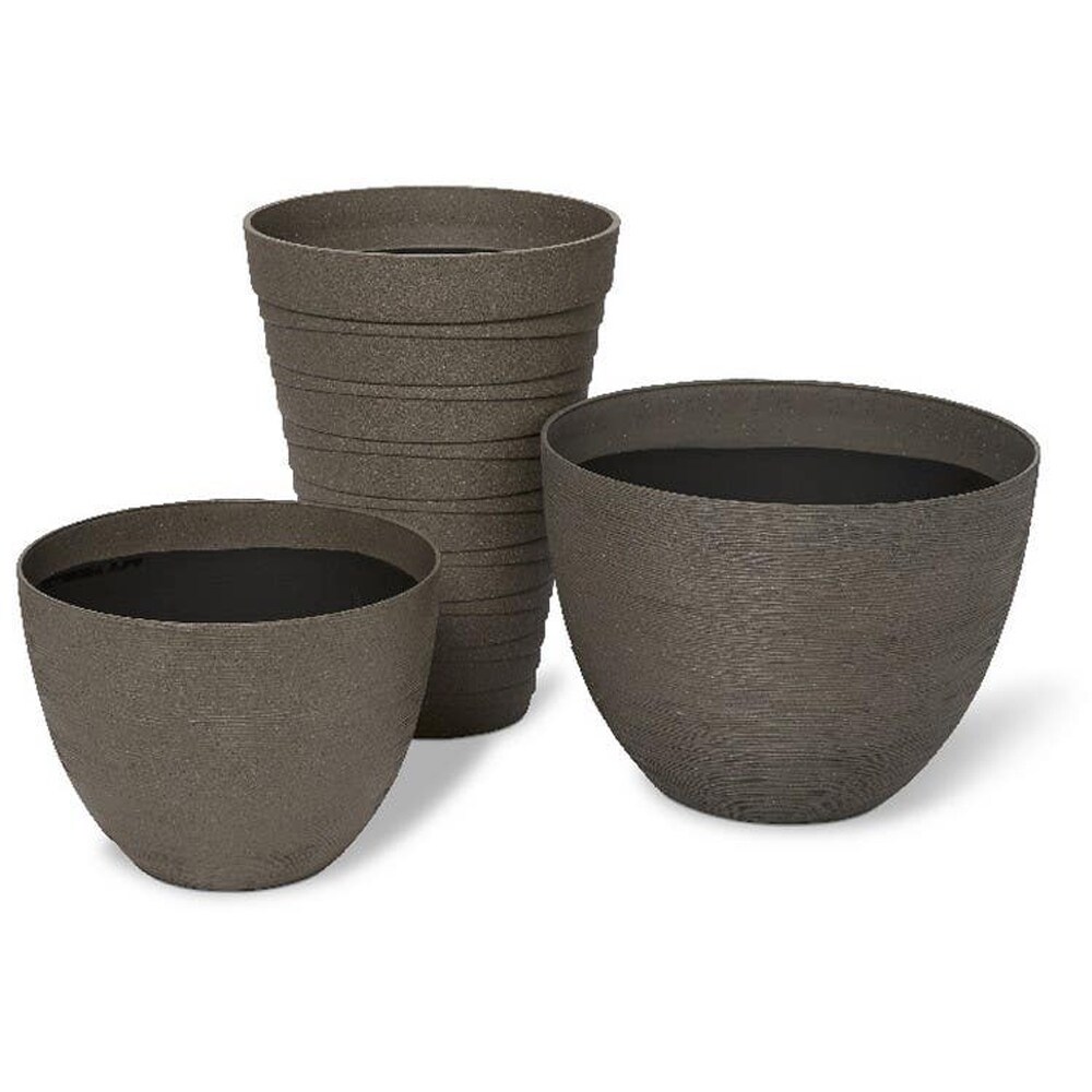 Ghiveci flori VERVE, plastic, D 50 cm, gri