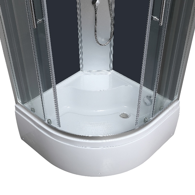 Cabina dus cu hidromasaj GoodHome Onega, semirotunda, 90 x 90 x 215 cm, sticla securizata, profil argintiu