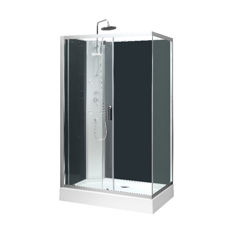 Cabina dus cu hidromasaj GoodHome Onega, dreptunghiulara, 80 x 120 x 225 cm, sticla securizata, profll argintiu