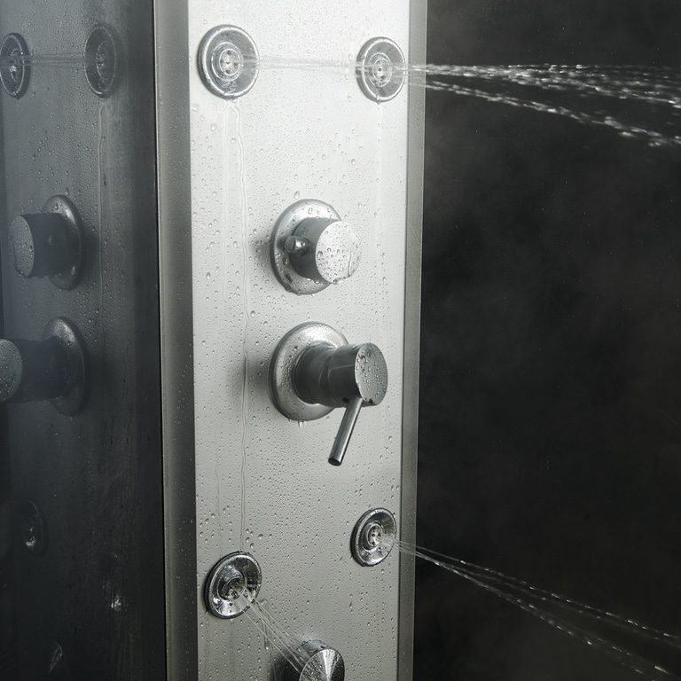 Cabina dus cu hidromasaj GoodHome Onega, dreptunghiulara, 80 x 120 x 225 cm, sticla securizata, profll argintiu