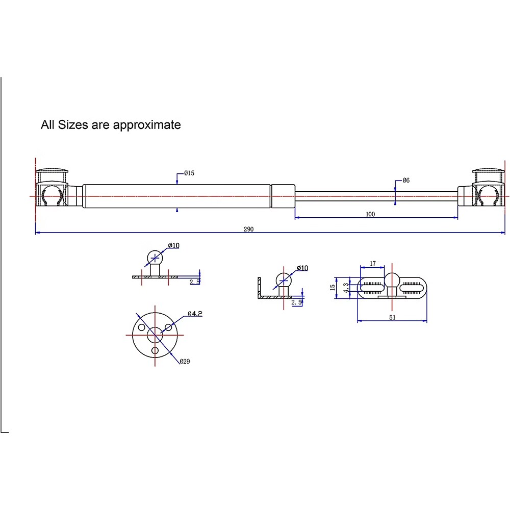 Piston deschidere verticala GOODHOME Enden, pentru usi <60 cm, 29 cm, argintiu
