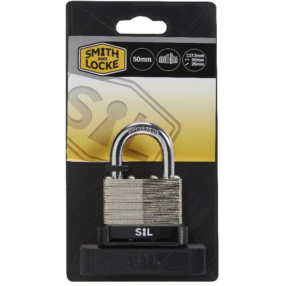 Lacat laminat SMITH AND LOCKE, otel, 50mm, argintiu