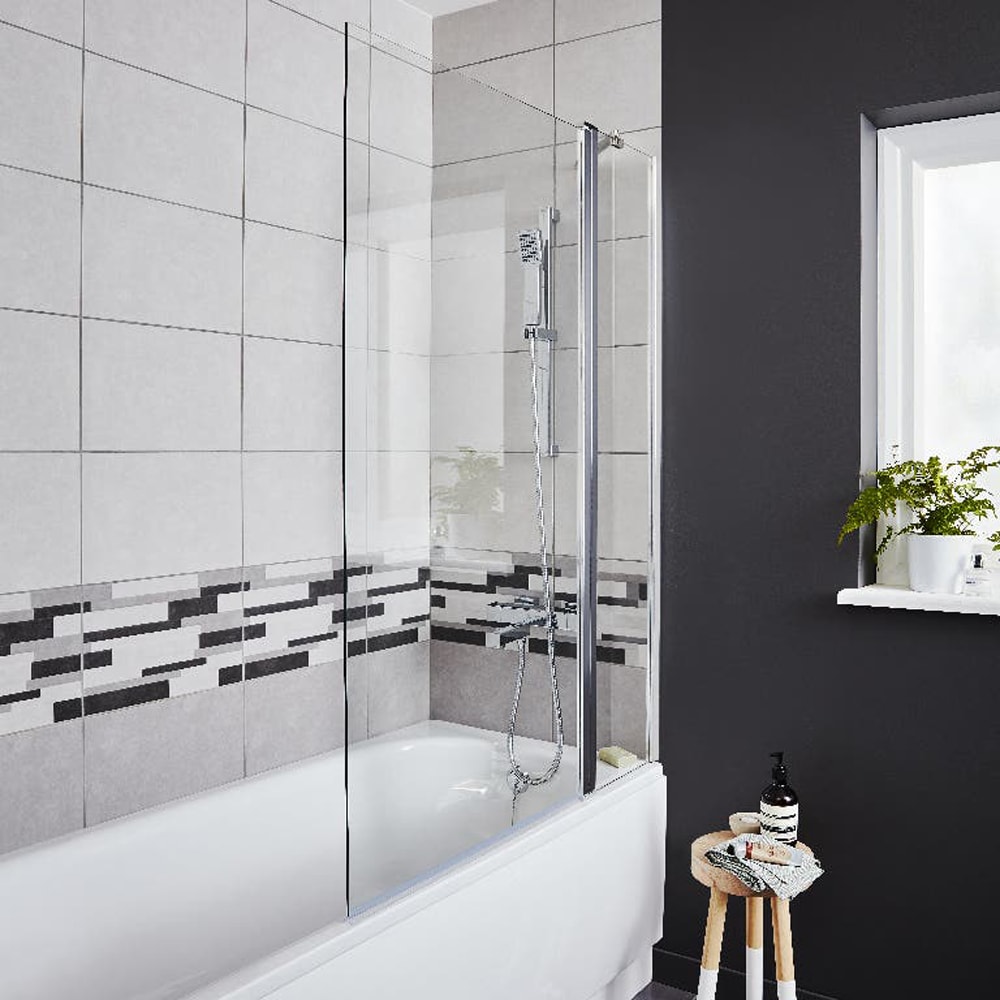 Paravan cada GOODHOME Calera, sticla securizata, 104.5 x 140 cm, transparent