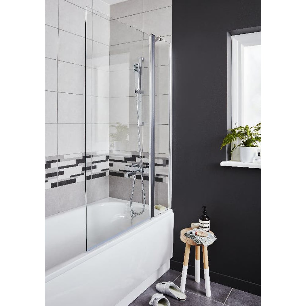 Paravan cada GOODHOME Calera, sticla securizata, 104.5 x 140 cm, transparent