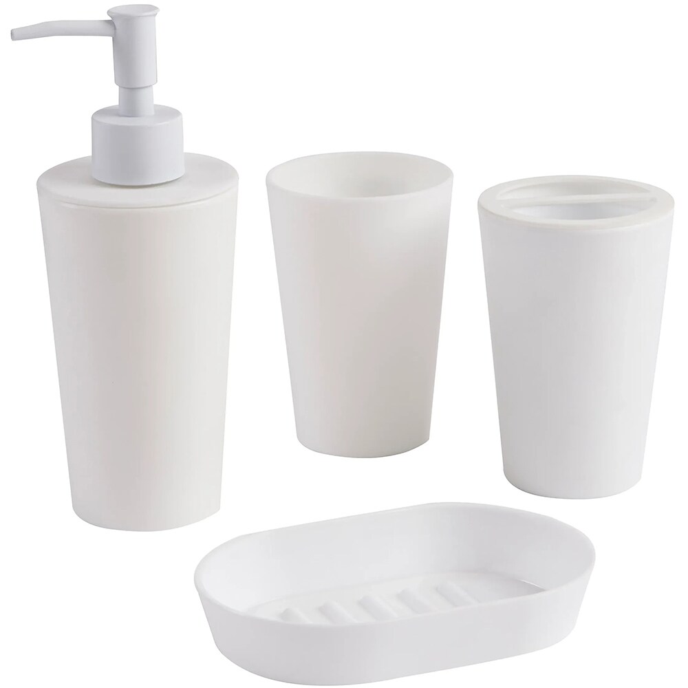 Pahar pentru baie COOKE & LEWIS Palmi, 11 x 7.5 x 7.5 cm, plastic, alb