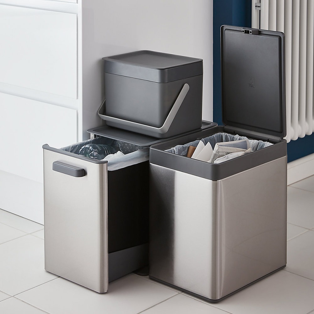 Cos de gunoi Kora GOODHOME, 13l, deschidere prin atingere, otel inoxidabil, gri