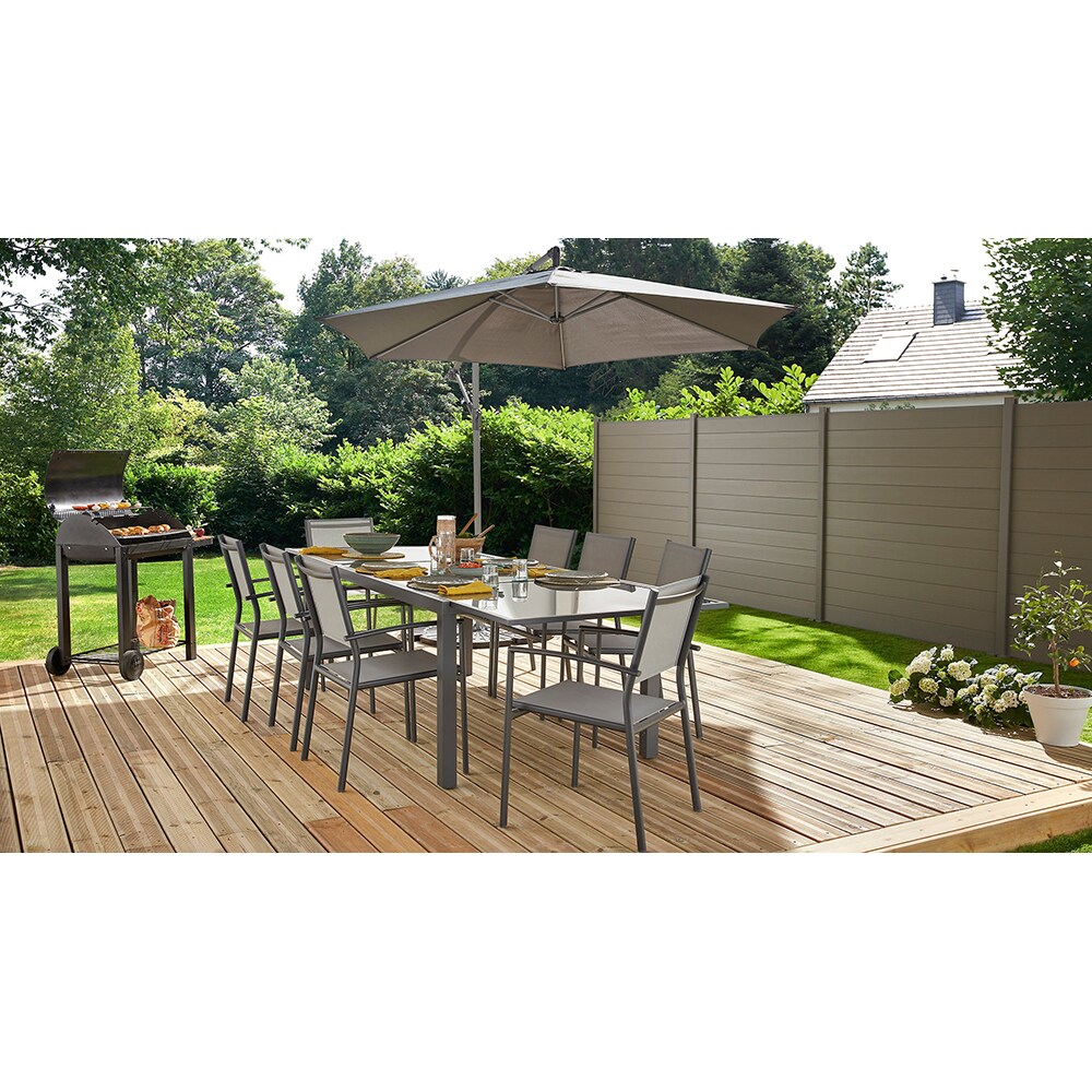 Masa terasa Dallas, aluminiu, 150 x 90 x 72 cm, gri