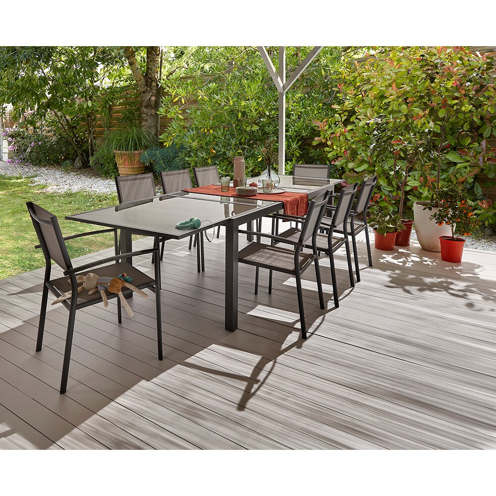 Masa terasa Dallas, aluminiu, 150 x 90 x 72 cm, gri