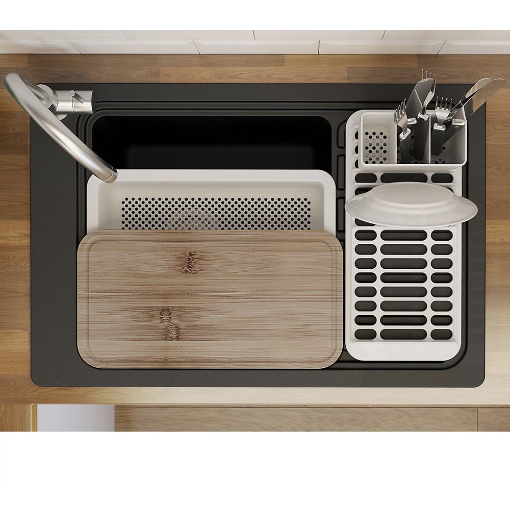 Chiuveta bucatarie GoodHome Romesco, 1 cuva, compozit, accesorii, negru